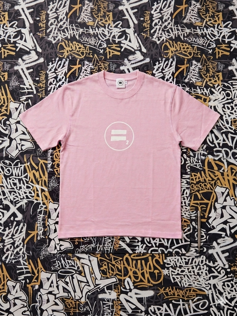 Equal2 Front logo Drop Shoulder T-Shirt in Pink
