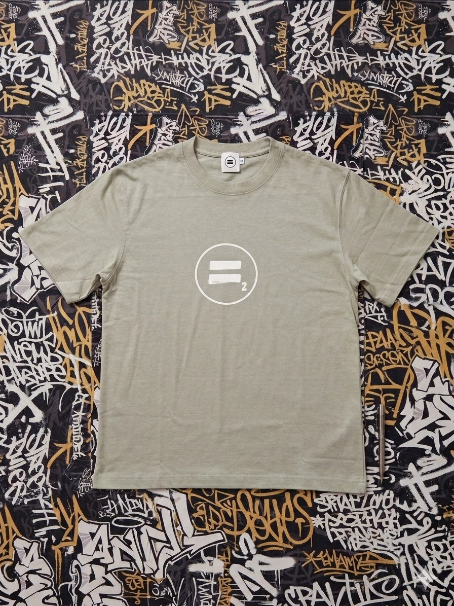 Equal2 Front logo Drop Shoulder T-Shirt in Grey Green