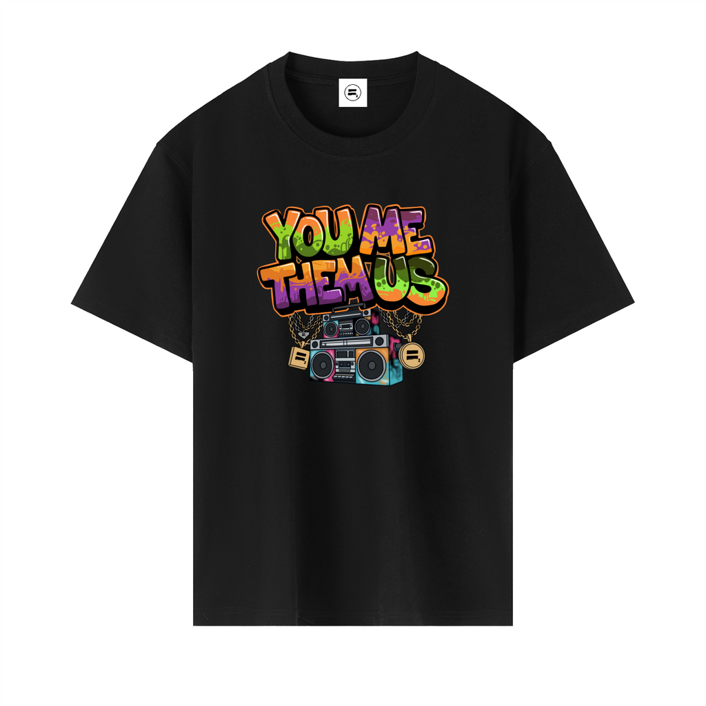 Boombox Drop Shoulder Heavyweight T-shirt in Black