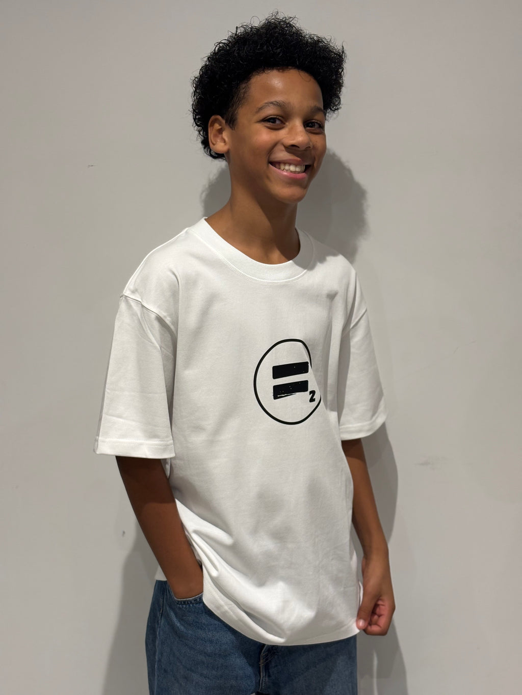 Equal2 Front Logo Drop Shoulder t-shirt in White