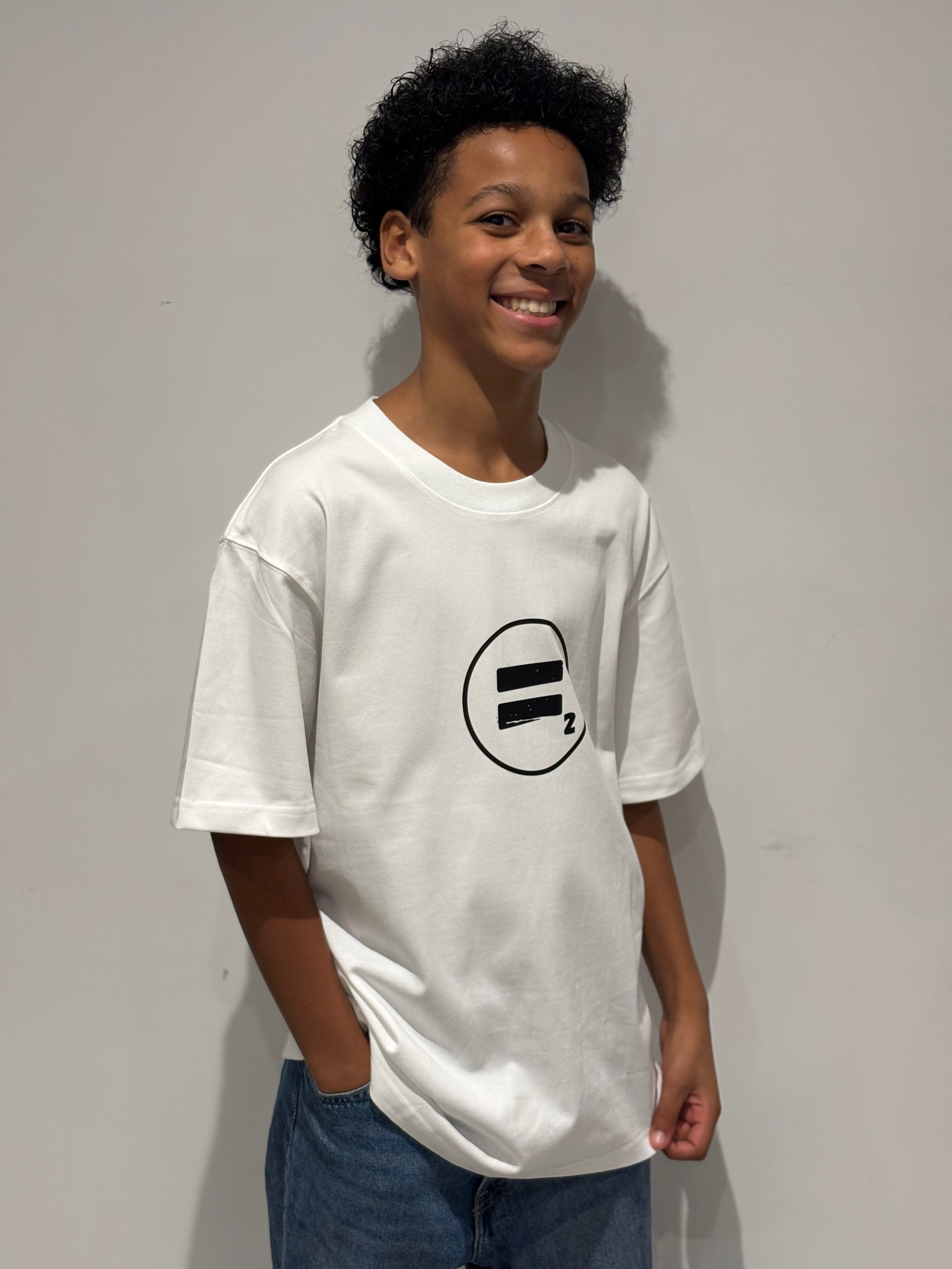 Equal2 Front Logo Drop Shoulder t-shirt in White