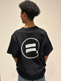 Drop Shoulder Back Large logo T-Shirt in Black